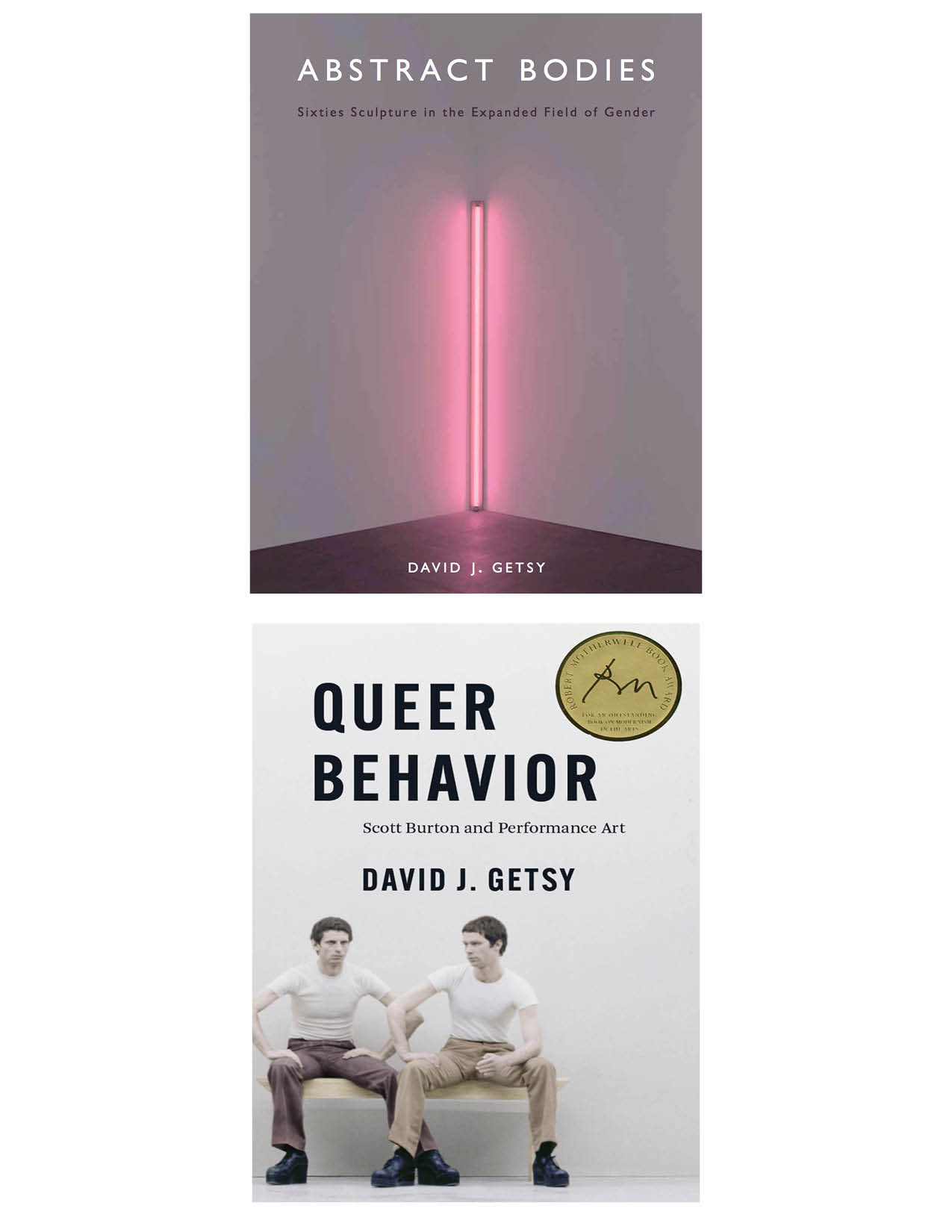 The covers of David Getsy's books "Abstract Bodies" and "Queer Behaviour"