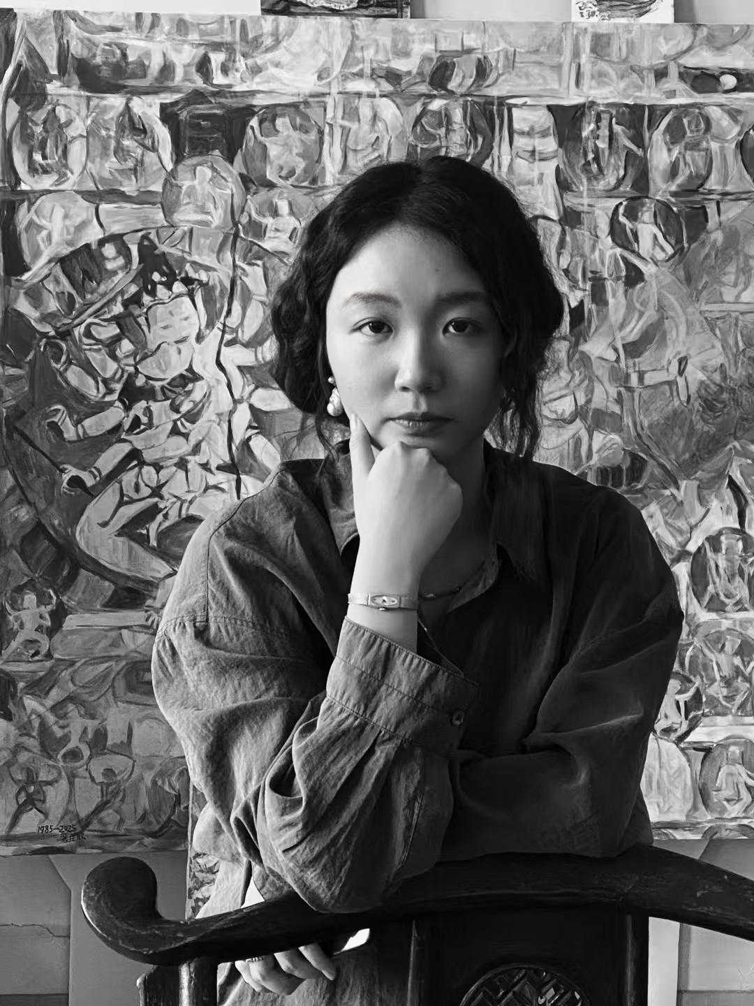 A black and white photograph of Ruihan Ma